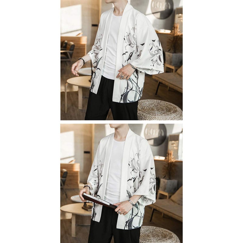 Seidarise Men's Haori Jacket Kimono Cardigan Yukata Noragi Happi Coat - Image 3